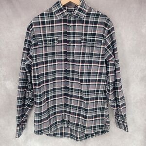 Jachs Heavyweight Flannel Button Up Shirt Mens XL Plaid Button Up Black Red Gray